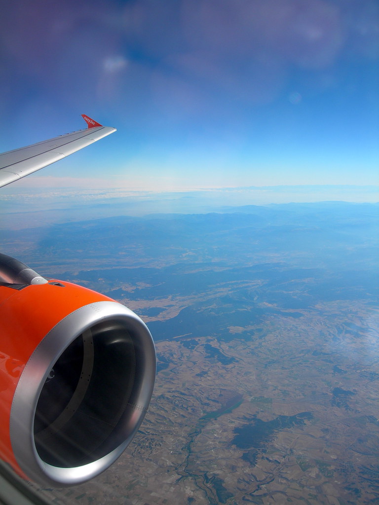 airplane engine in the sky