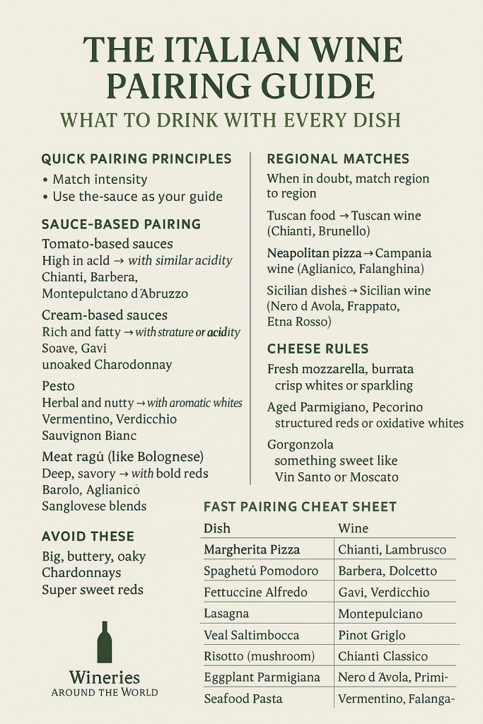 Italian food and wine pairing infographic
